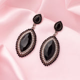 Florence Silver Plated Black Womens Pair of Drop Earrings
