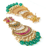 Gold Plated Pink Womens Synthetic Stone Pair of Earrings