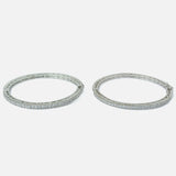 Silver Plated Zircon Womens Pair of Bangles