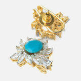 Gold Plated Blue Womens Pair of Stud Earrings