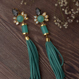 Florence Gold Plated Green Womens Pair of Dangle Earrings