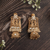 Isvaraah 2.0 Gold Plated White Womens Pair of Jhumka Earrings