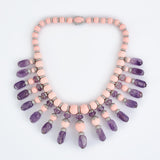 Florence Pink & Purple Womens Beaded Short Necklace Set (Freesize)