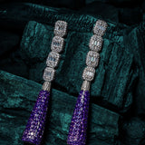 Zia Silver Plated Purple Womens Zircon Pair of Dangler Earrings (Freesize)