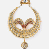 Gold Plated Red Womens Kundan & Polki Dangler Pair of Earrings