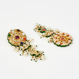 Saadgi Gold Plated Multicolored Kundan, Polki Womens Pair of Drop Earrings (Freesize)