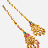 Saadgi Gold Plated Red Womens Pair of Dangle Earrings