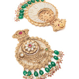 Isvaraah 2.0 Gold Plated Green Womens Pair of Chandbali Earrings