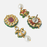 Gold Plated Red Womens Pair of Drop Earrings