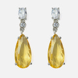 Silver Plated Yellow Womens Pair of Drop Earrings
