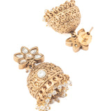 Isvaraah 2.0 Gold Plated White Womens Pair of Jhumka Earrings