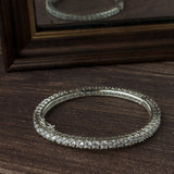Silver Plated Zircon Womens Pair of Bangles