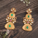 Isvaraah 2.0 Gold Plated Green Womens Pair of Chandbali Earrings