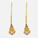 Saadgi Gold Plated Red Womens Pair of Dangle Earrings