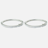 Silver Plated Zircon Womens Pair of Bangles