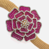 Gold Plated Pink Colored Zircon Womens Bracelet