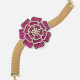Gold Plated Pink Colored Zircon Womens Bracelet
