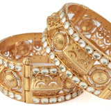 Gold Plated Womens Kundan, Polki Pair of Bangle