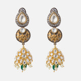 Saadgi Gold Plated Green Womens Pair of Drop Earrings