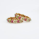 Antara Gold Plated Multicolored Womens Kundan, Polki Pair of Bangles