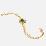 Gold Plated Green Womens Beaded Bracelet