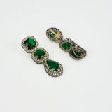 Florence Silver Plated Green Zircon Womens Pair of Danglers Earrings (Freesize)
