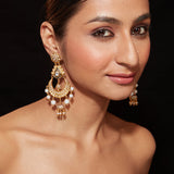 Inaayat Gold Plated White Womens Kundan, Polki Pair of Earrings