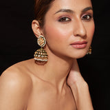 Inaayat Gold Plated Black Womens Kundan, Polki Pair of Earrings