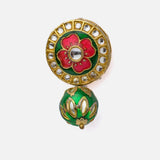 Saadgi Gold Plated Green Womens Pair of Drop Earrings