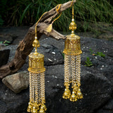 Gold Plated Womens Kundan, Polki Pair of Kaleeras
