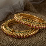 Gold Plated Pink Womens Kundan, Polki Pair of bangles