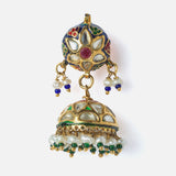 Gold Plated Multicolored Womens Pair of Jhumka Earrings