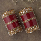 Gold Plated Red Womens Pair of Chuda Set