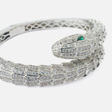 Silver Plated Green Colored Zircon Womens Kada