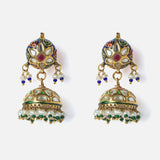 Gold Plated Multicolored Womens Pair of Jhumka Earrings