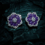 Florence Silver Plated Purple Womens Zircon Pair of Stud Earrings (Freesize)