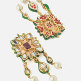Gold Plated Red Womens Short Necklace Set with Pair of Earrings