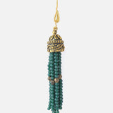 Gold Plated Green Womens Beaded Tassel Pair of Earrings