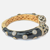 Gold Plated Black Colored Zircon Womens Kada