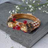 Florence Gold Plated Red Womens Kundan, Polki Kadas (Freesize)