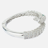 Silver Plated Green Colored Zircon Womens Kada