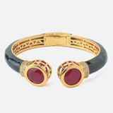 Gold Plated Red Colored Synthetic Stone Womens Kada