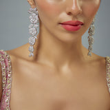 Zia Silver Plated Zircon Womens Pair of Danglers Earrings (Freesize)