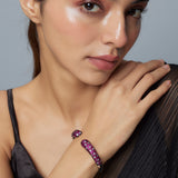 Zia Silver Plated Pink Womens Zircon Kadas (Freesize)