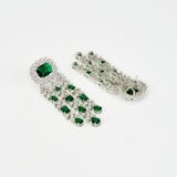 Zia Silver Plated Green Zircon Womens Pair of Danglers Earrings (Freesize)