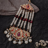Gold Plated Red Womens Kundan, Polki Paasa
