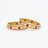 Saadgi Gold Plated Pink Womens Kundan, Polki Pair of Bangles