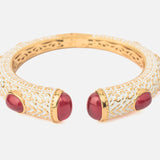 Antara Gold Plated Red & White Womens Zircon Kadas