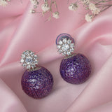 Silver Plated Purple Womens Pair of Drop Earrings