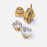 Gold Plated Womens Diamond Drop Pair of Earrings